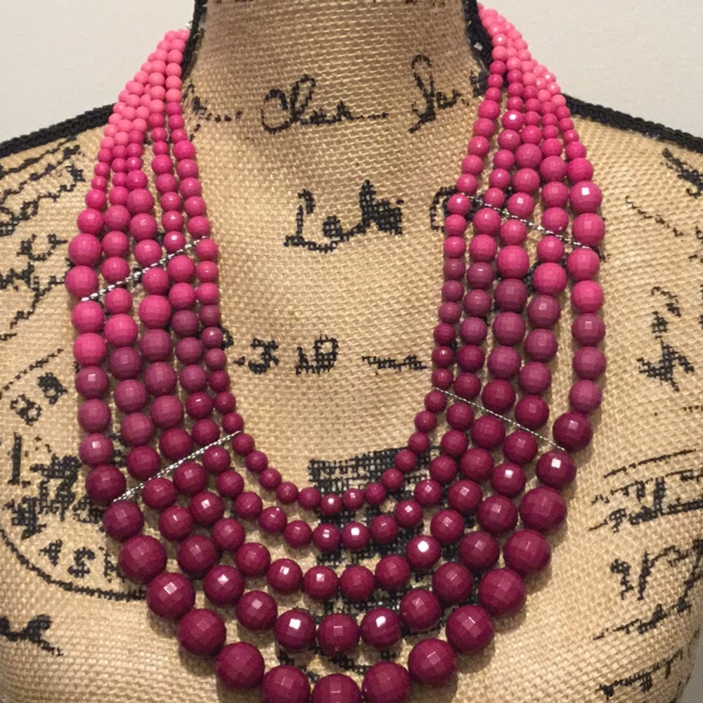 Ashley Stewart 5 strand Pink and BurgundyNecklace